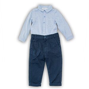 Dojčenský set bavlnený, body košele a nohavice, Minoti, SMART 5, modrá - 86/92 | 18-24m