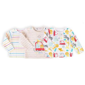 Tričko dojčenské s dlhým rukávom 3pack, Minoti, Car 8, biela - 62/68 | 3-6m