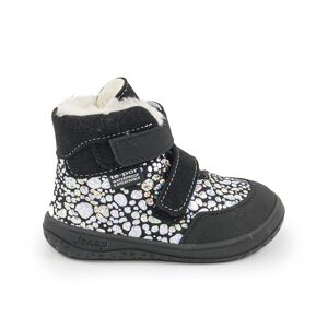 dievčenské zimné topánky s kožušinou, barefoot, 2 suché zipsy, J-B-JERRY/Z black/bubbles - 22