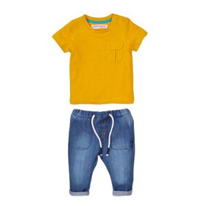 Chlapčenská súprava - tričko a džínsové nohavice, Minoti, Planet 4, žltá - 92/98 | 2/3let