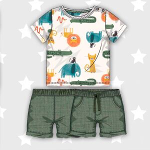 Chlapčenská súprava - tričko a šortky, Minoti, Planet 7, khaki - 74/80 | 9-12m