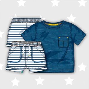 Chlapčenská súprava - tričko a šortky, Minoti, Summer 3, modrá - 62/68 | 3-6m