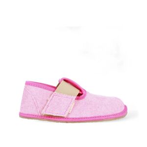 Dievčenské papuče Barefoot Pegres, BF01 textil, ružová - 27