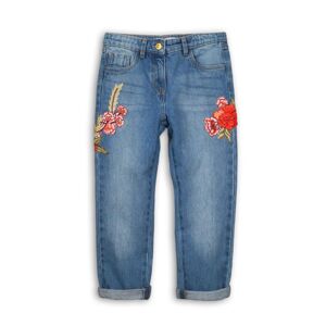 Nohavice dievčenské džínsové s výšivkami, Minoti, UTILITY 9, modrá - 98/104 | 3/4let