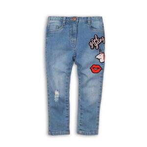 Nohavice dievčenské džínsové s výšivkami, Minoti, REBEL 10, modrá - 98/104