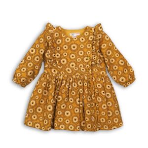 Šaty dievčenské viskózove, Minoti, OWL 6, žlutá - 74/80 | 9-12m